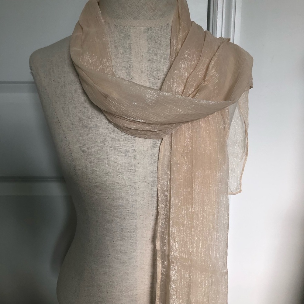 Cream Shimmery Lightweight Sheer Scarf